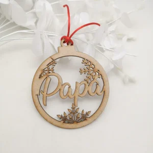 Bola navidad personalizada copo de nieve madera