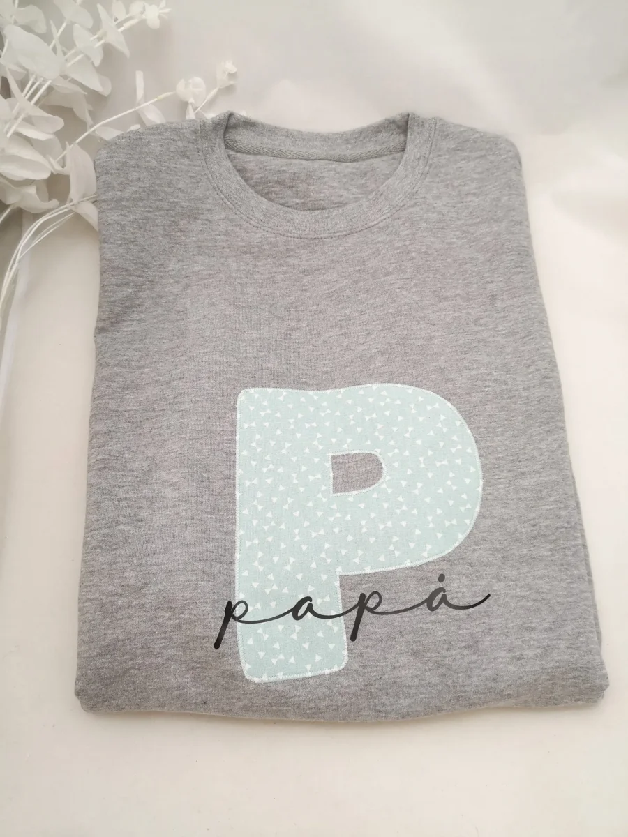 Sudadera ADULTO gris con inicial y nombre - Imagen 2