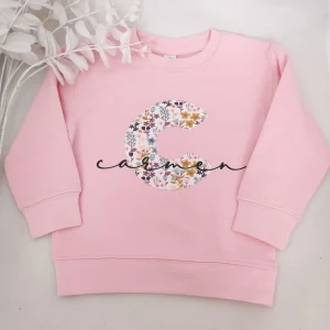 Sudadera Niña rosa con inicial y nombre