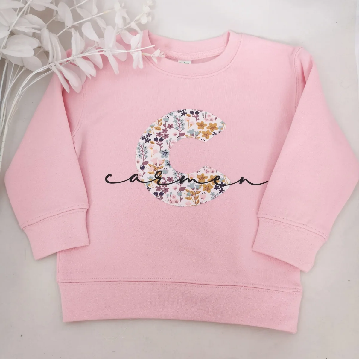 Sudadera Niña rosa con inicial y nombre - Imagen 2