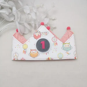 Corona cumpleaños reversible búhos y atrapasueños