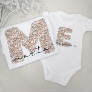 Pack camiseta adulto y body bebé personalizados manga corta