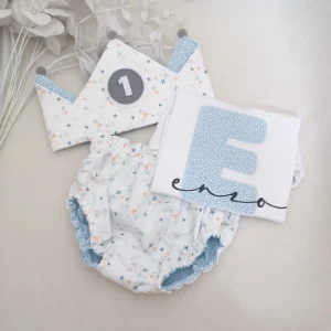 Conjunto cumpleaños estrellas fondo blanco
