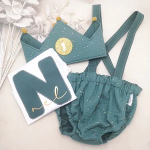 Conjunto cumpleaños con tirantes muselina. Varios colores