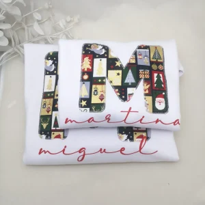 Pack 2 sudaderas niño navidad con inicial y nombre