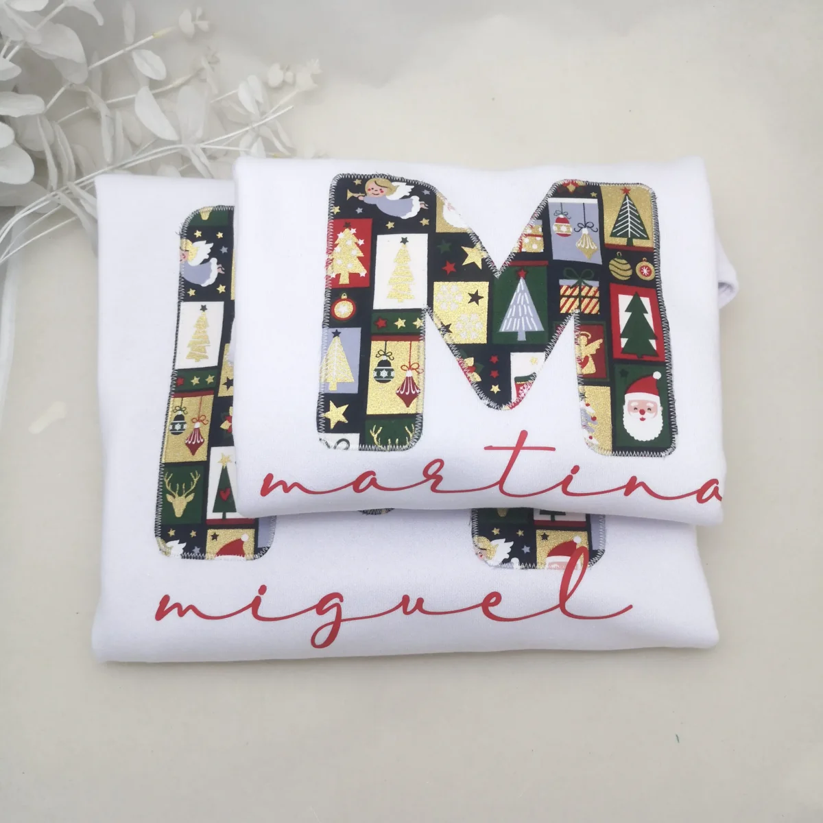 Pack 2 sudaderas niño navidad con inicial y nombre
