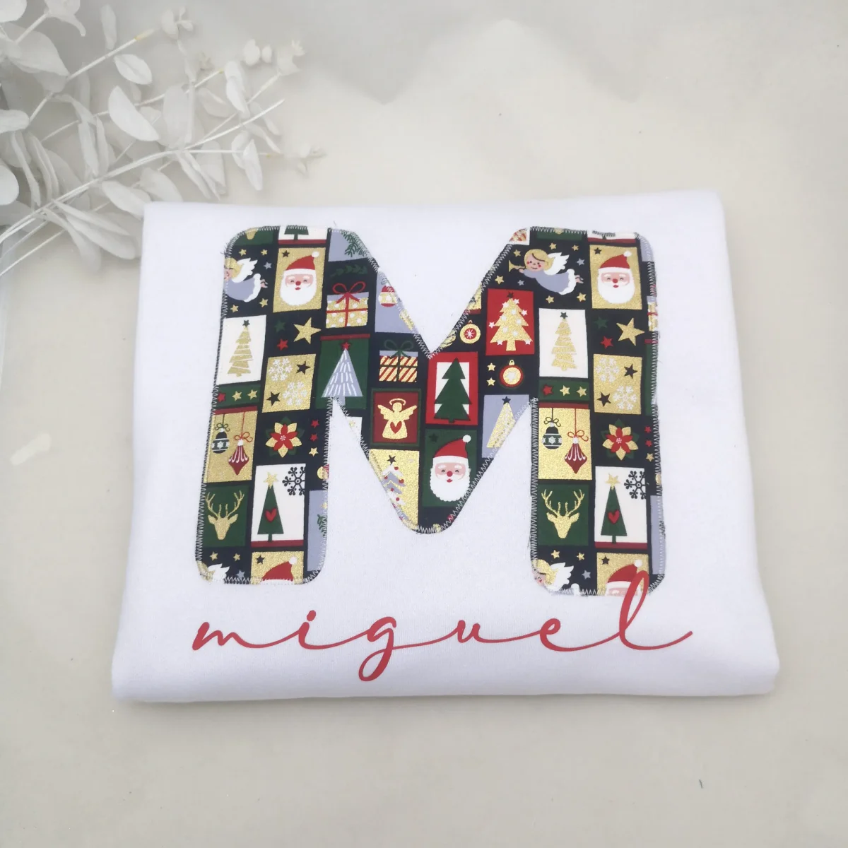 Sudadera ADULTO navidad gris con inicial y nombre