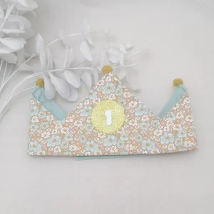 Corona cumpleaños reversible flores marrones y menta