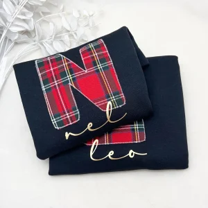 Pack 2 sudaderas niño cuadro navidad con inicial y nombre