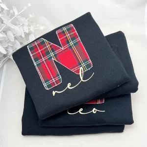 Pack sudaderas familiar cuadros navidad con inicial y nombre