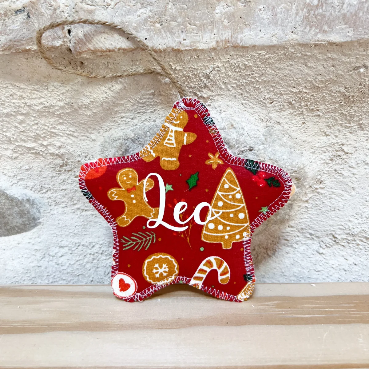 Estrella navidad tela muñecos jengibre personalizada - Imagen 2
