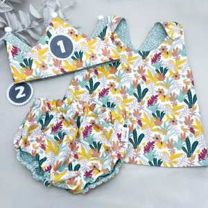 Conjunto cumpleaños con blusa cruzada bosque floral