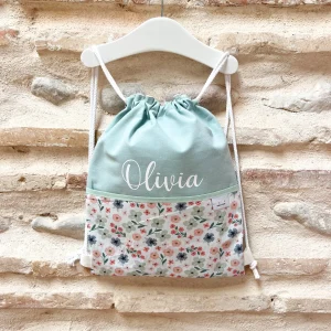 Mochila personalizada cuerdas flores coral