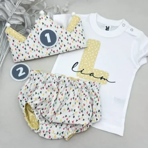Conjunto cumpleaños pajaritas colores