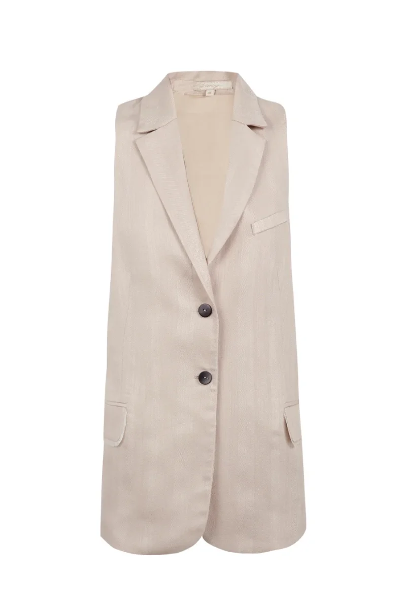 Chaleco lino beige - Imagen 6