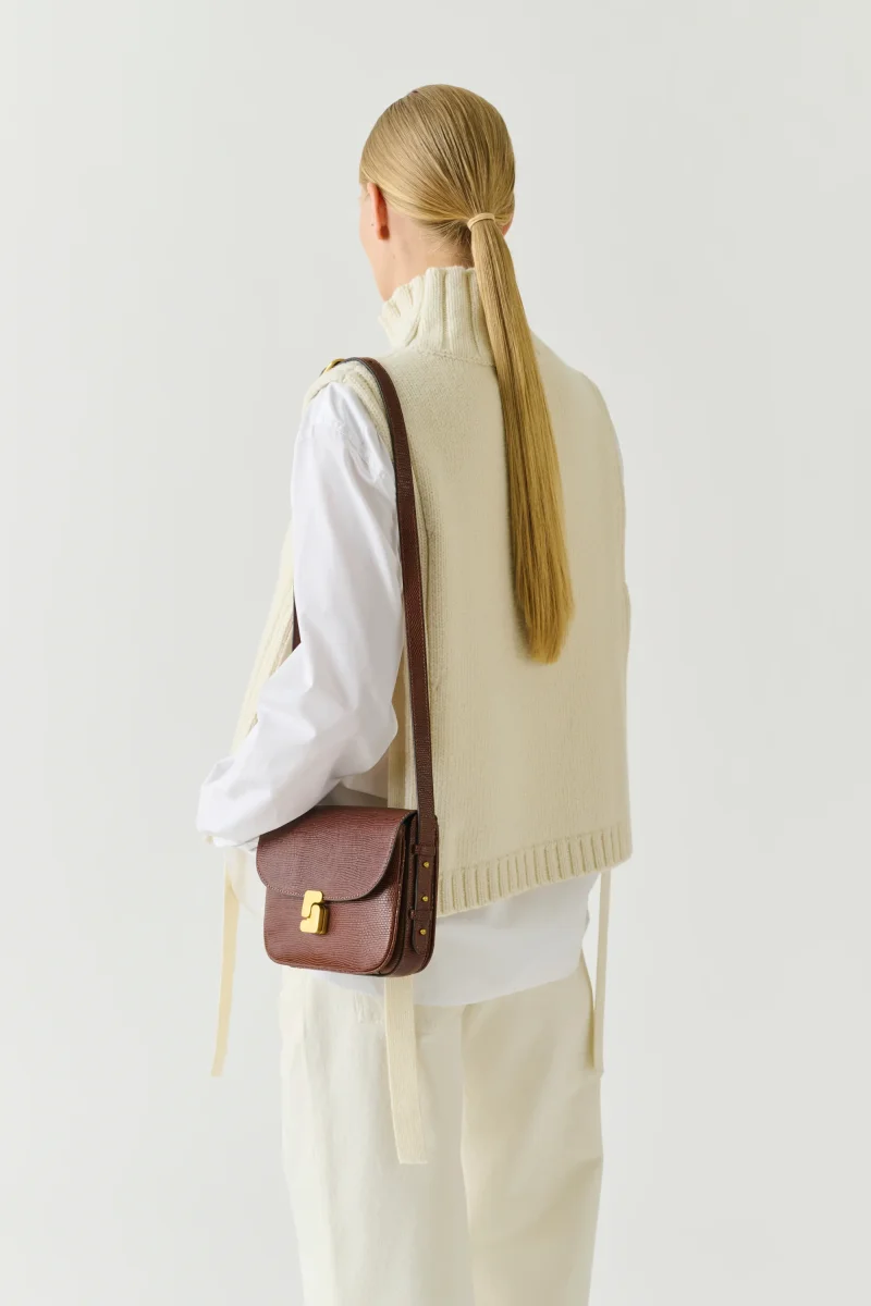 BOLSO BELLISSIMA MINI COÑAC LAGARTO - Imagen 3