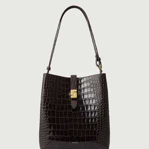 BOLSO BELLO MARRÓN OSCURO CROCO