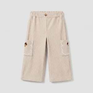 Pantalón cargo bordado pana crudo