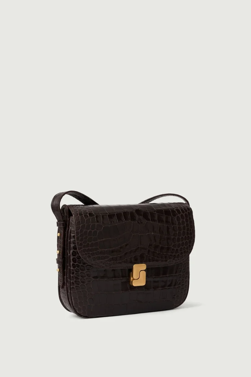 BOLSO BELLISSIMA MAXI MARRÓN OSCURO CROCO - Imagen 3