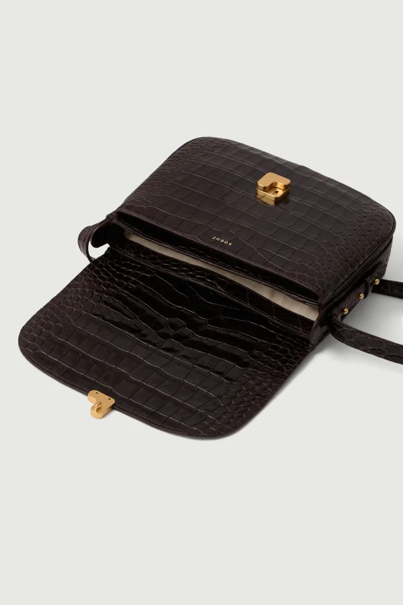 BOLSO BELLISSIMA MAXI MARRÓN OSCURO CROCO - Imagen 5
