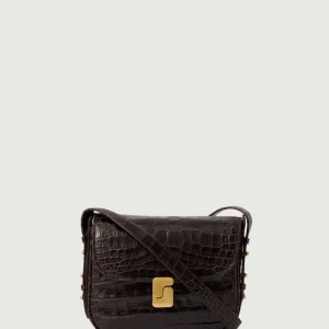 BOLSO BELLISSIMA MINI MARRÓN OSCURO CROCO