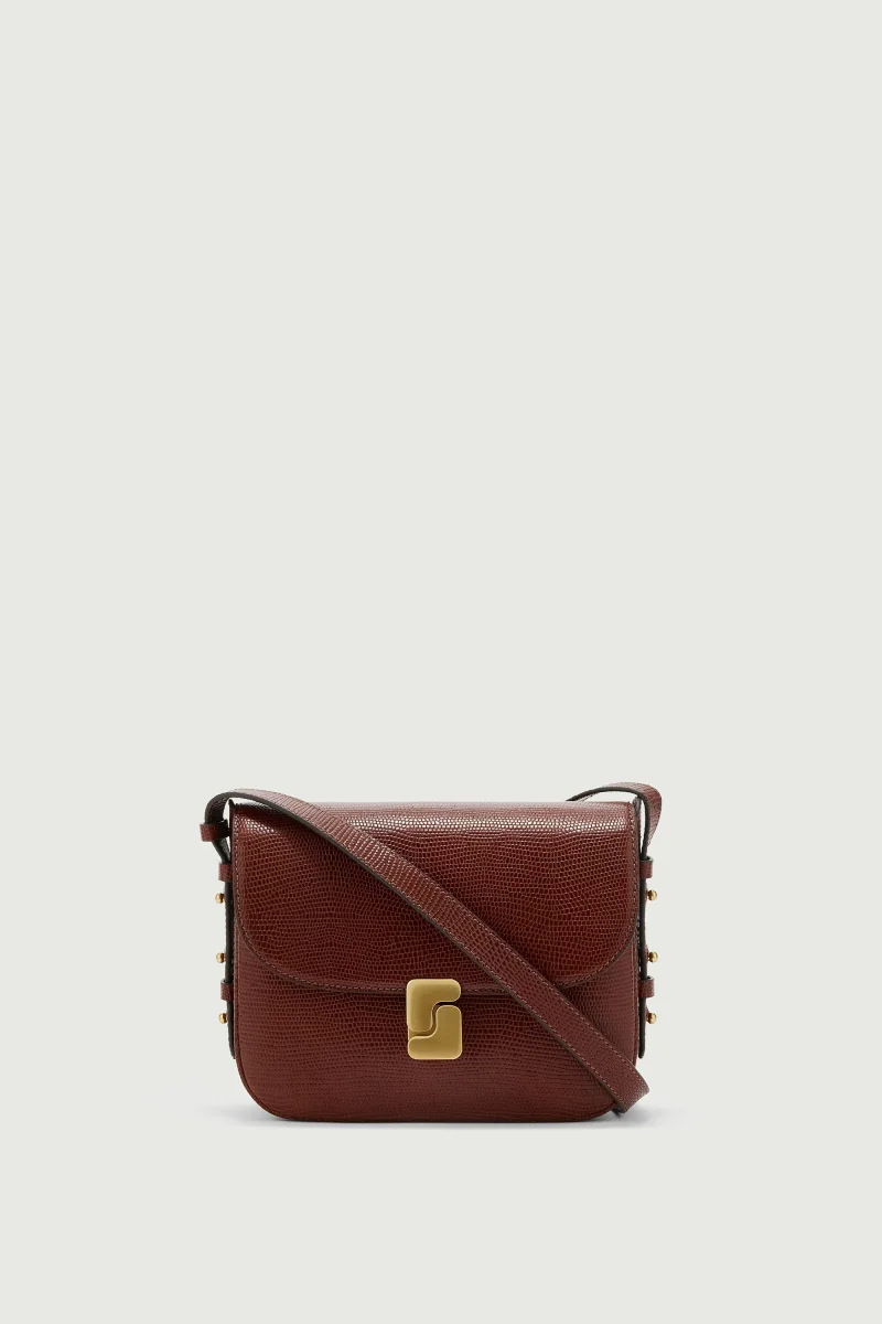 BOLSO BELLISSIMA MINI COÑAC LAGARTO - Imagen 2