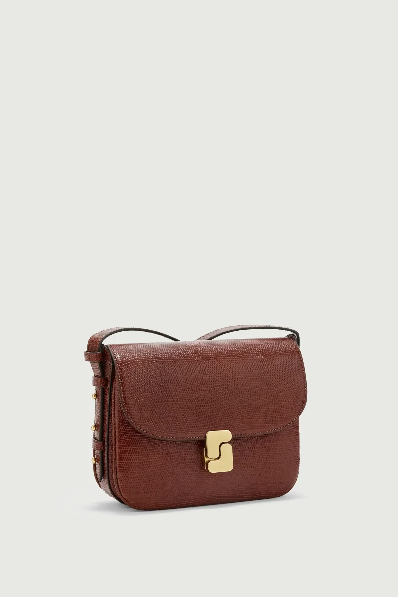 BOLSO BELLISSIMA MINI COÑAC LAGARTO - Imagen 5
