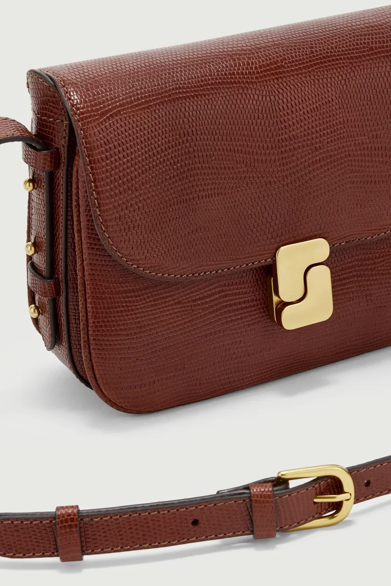 BOLSO BELLISSIMA MINI COÑAC LAGARTO - Imagen 6