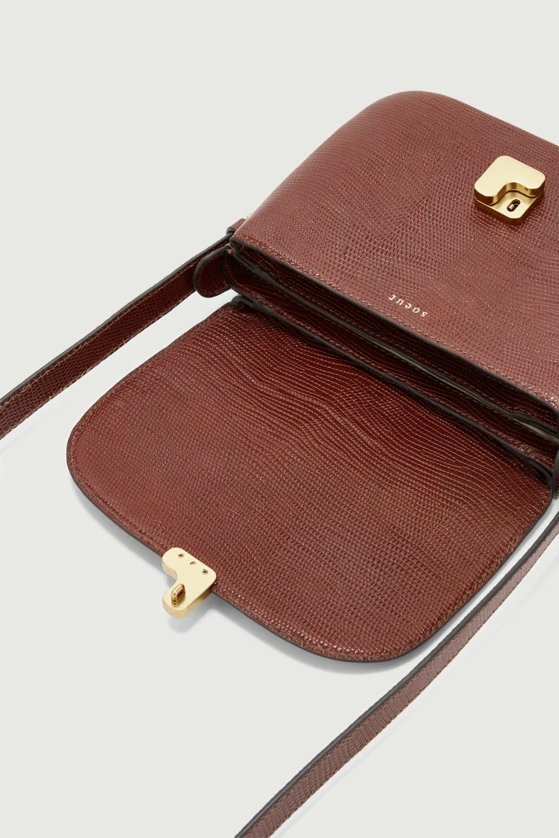 BOLSO BELLISSIMA MINI COÑAC LAGARTO - Imagen 7