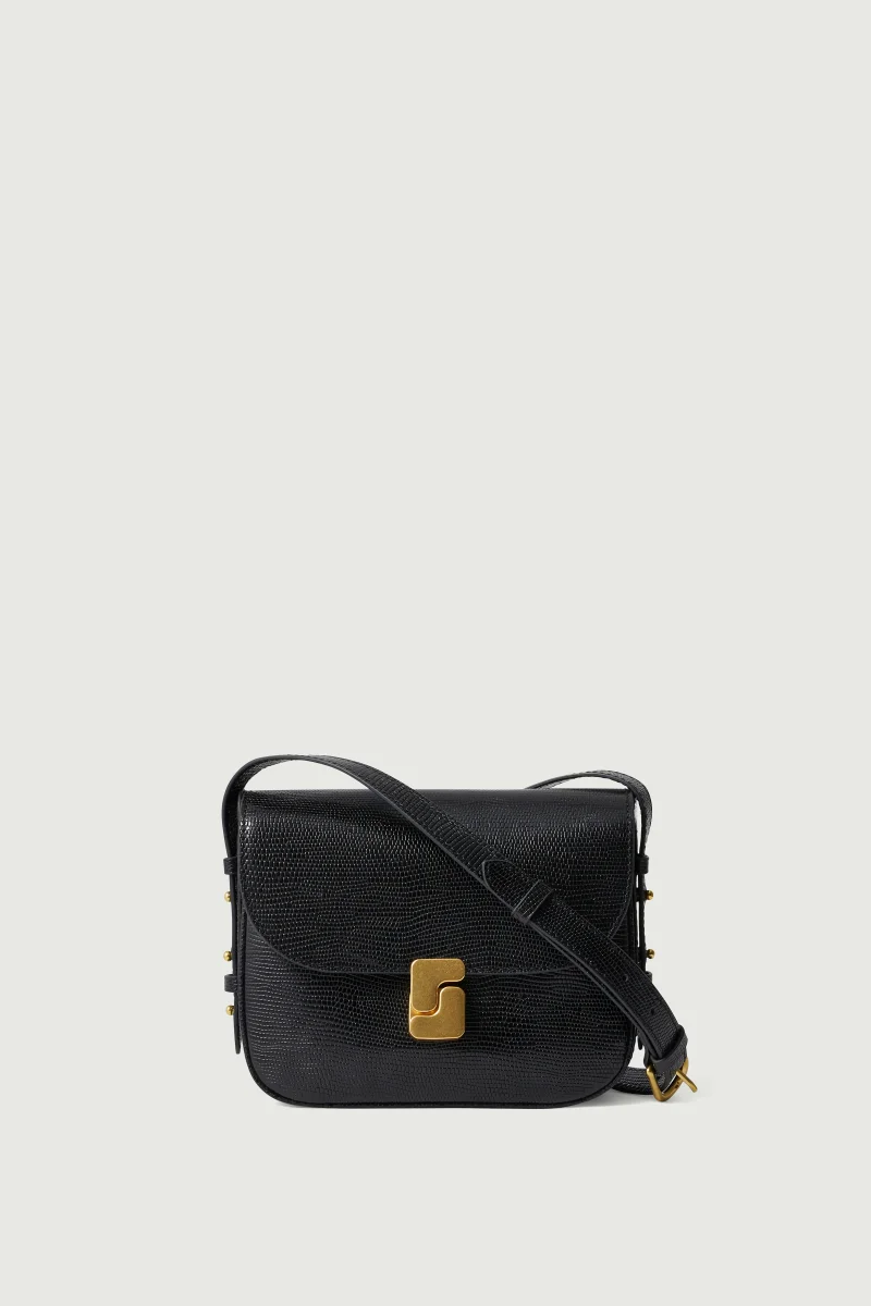 BOLSO BELLISSIMA MINI NEGRO LAGARTO - Imagen 2