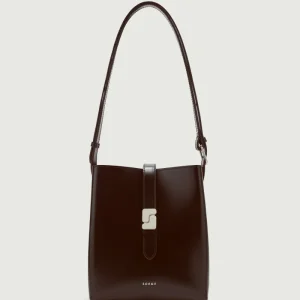 BOLSO BELLO MINI MARRÓN CÁLIDO CIERRE PLATEADO