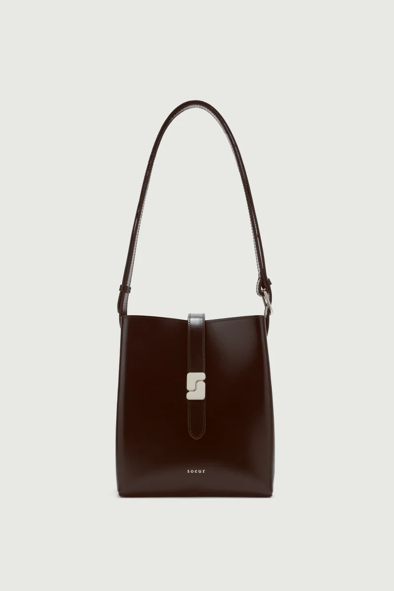 BOLSO BELLO MINI MARRÓN CÁLIDO CIERRE PLATEADO - Imagen 2