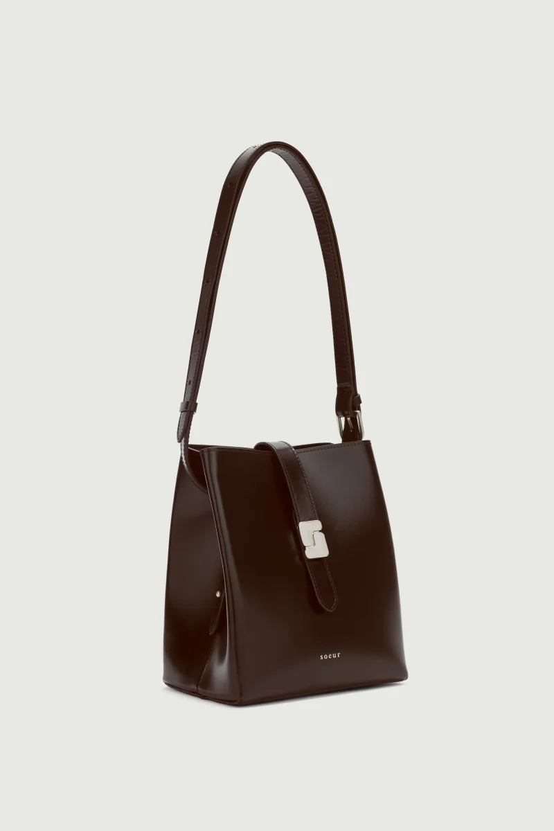 BOLSO BELLO MINI MARRÓN CÁLIDO CIERRE PLATEADO - Imagen 4