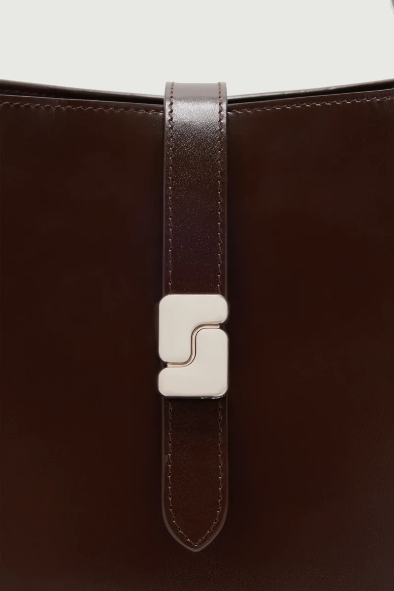 BOLSO BELLO MINI MARRÓN CÁLIDO CIERRE PLATEADO - Imagen 5