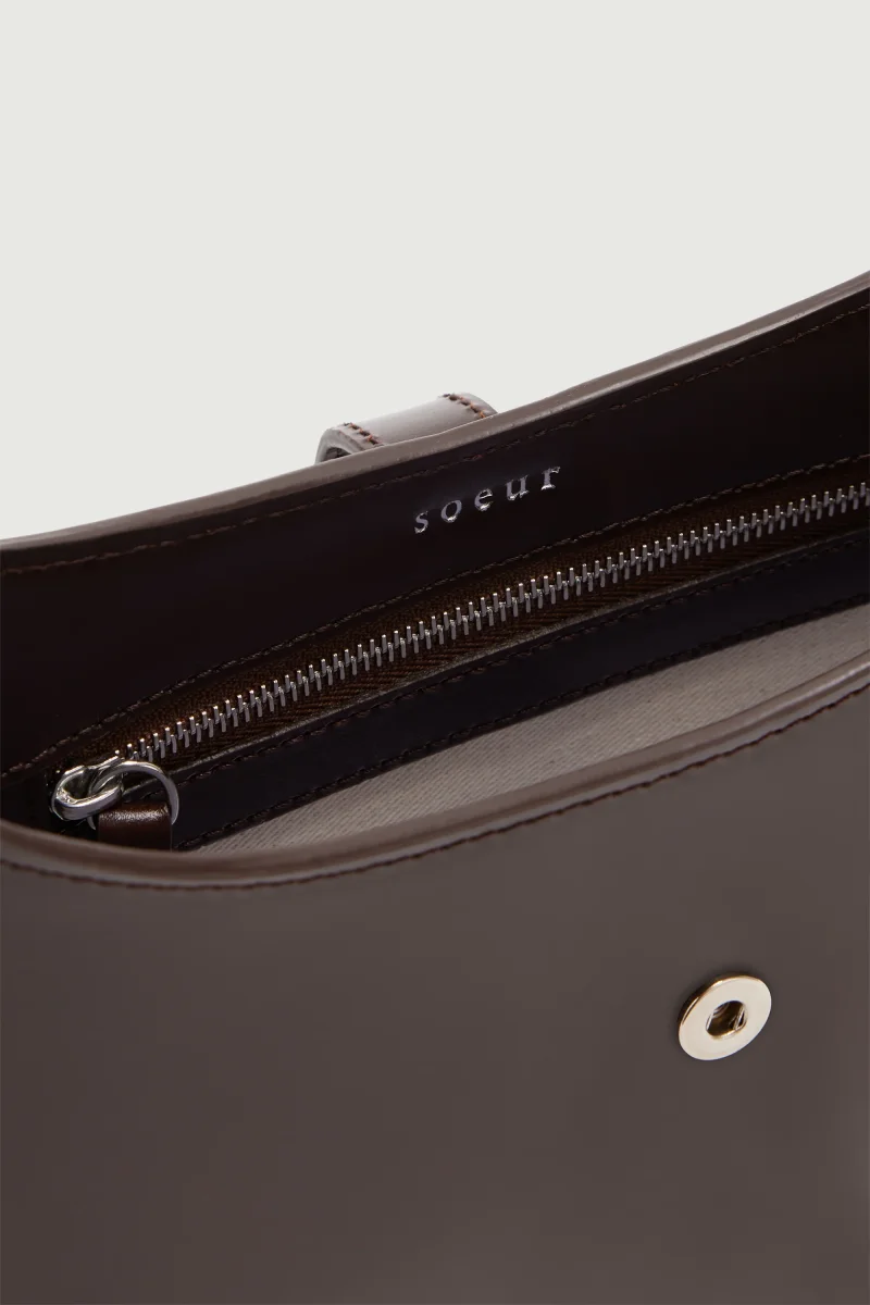 BOLSO BONNIE CHOCOLATE CIERRE PLATEADO - Imagen 5