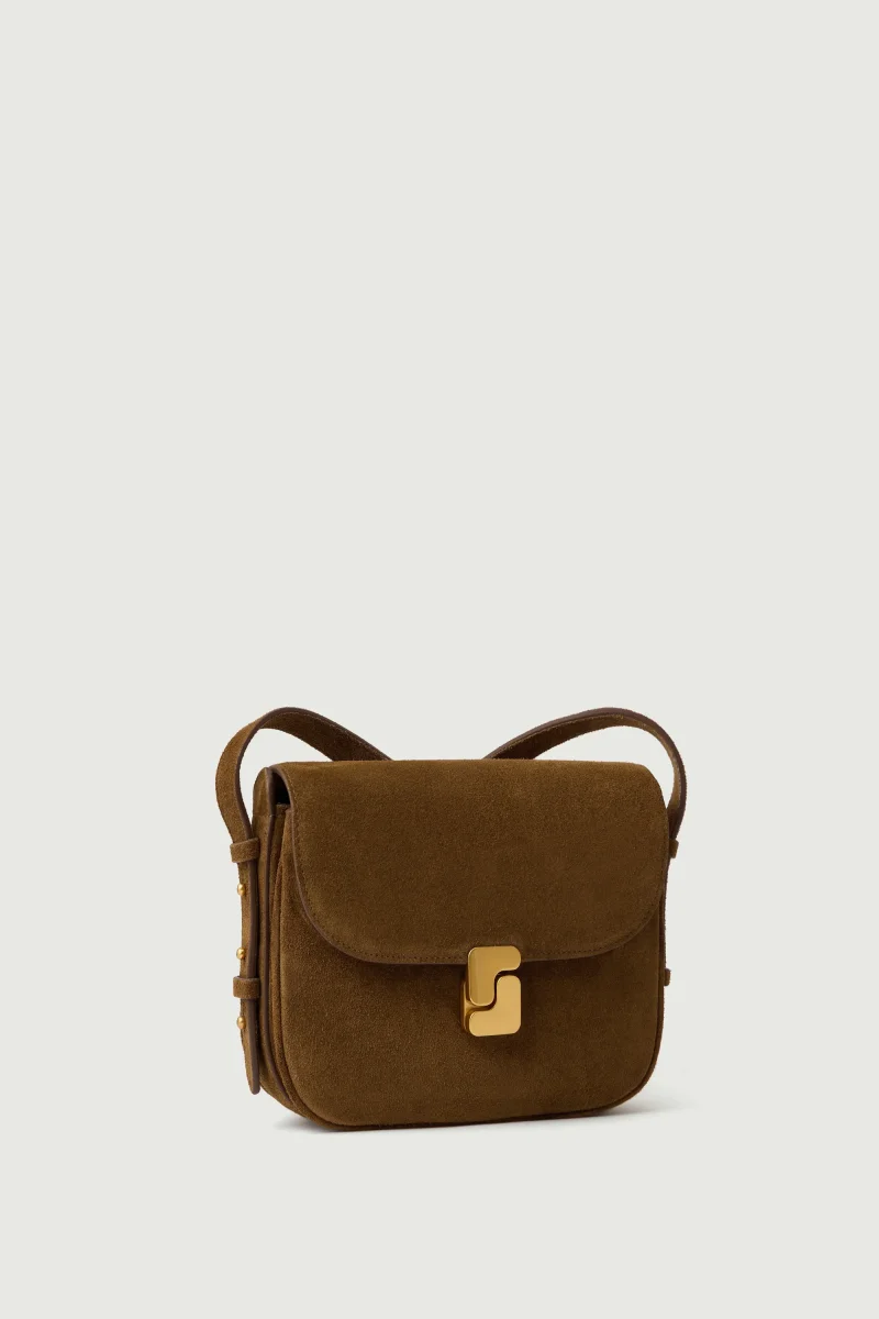 BOLSO BELLISSIMA MINI CARAMELO CUERO FLOR - Imagen 3