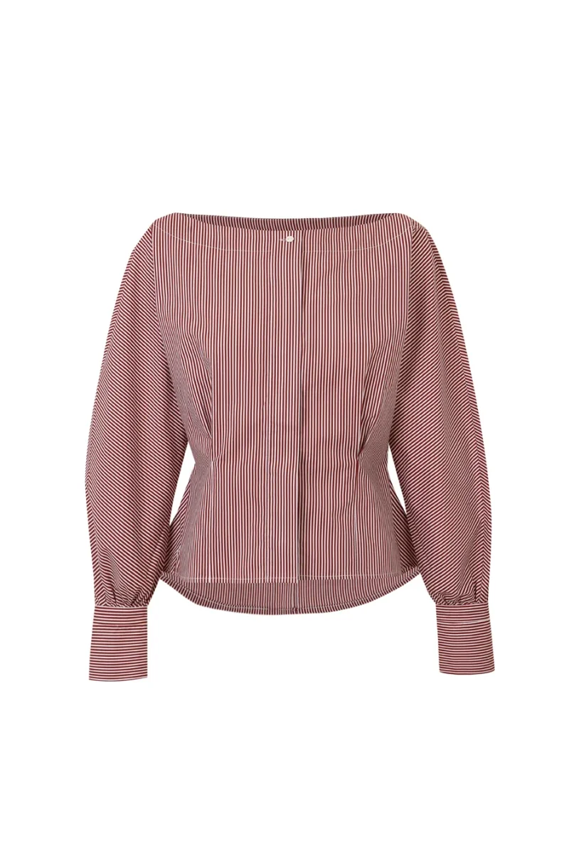Camisa popelín de rayas terracota - Imagen 6