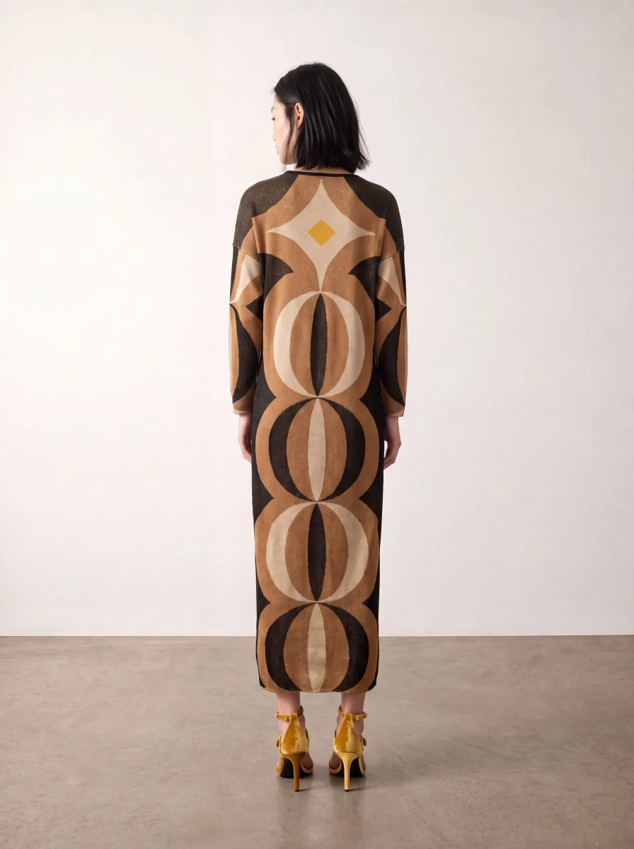 Vestido de jacquard en lurex dorado - Imagen 4