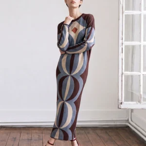 Vestido de jacquard en lurex azul