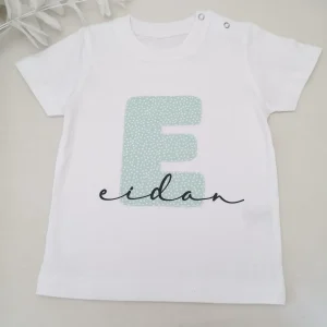 Camiseta NIÑ@ con inicial y nombre MANGA CORTA