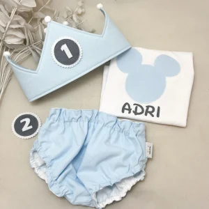 Conjunto cumpleaños mickey bebé azul