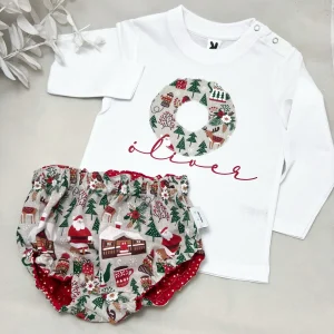 Cubrepañal reversible y camiseta personalizada NAVIDAD