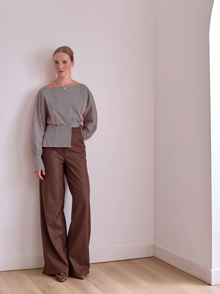 Pantalón ancho de sastrería de cuadros - Imagen 3