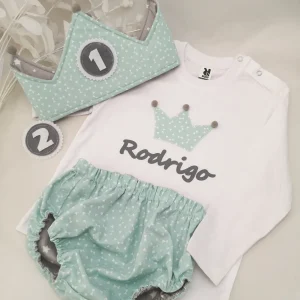 Conjunto cumpleaños  mint y gris
